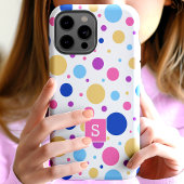 Helle farbenfrohe Punkte-Muster-Monogramm Case-Mate iPhone Hülle