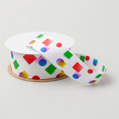 Helle, farbenfrohe Quadrate und Kreise Satinband