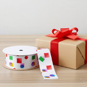 Helle, farbenfrohe Quadrate und Kreise Satinband