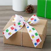 Helle, farbenfrohe Quadrate und Kreise Satinband