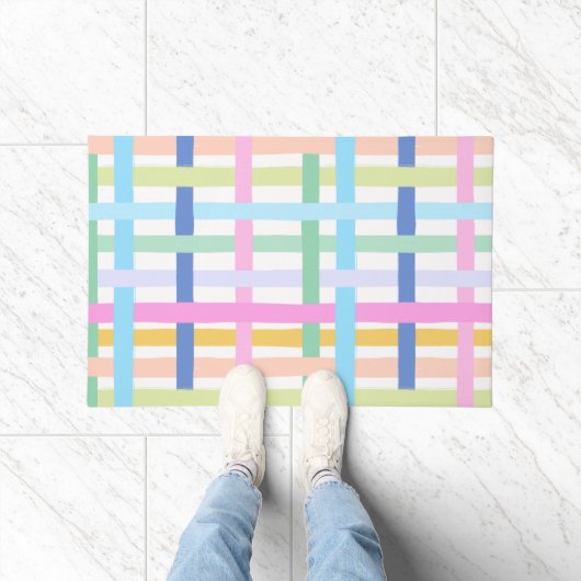 Helle, farbenfrohe Regenbogen-Karierung - Maximali Fußmatte (Indoor)