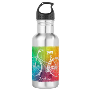 Helle Farbenfrohe Regenbogenbiker Personalisiert Edelstahlflasche