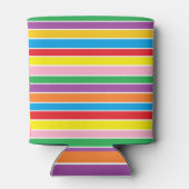Helle, farbenfrohe, regenbogenfarbene, gestreifte dosenkühler (Rückseite)