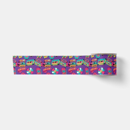 Helle farbenfrohe Retro-90er Satinband (Vorderseite)