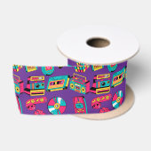 Helle farbenfrohe Retro-90er Satinband (Spule)