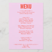 Helle, farbenfrohe Retro Bold Funky Moderne Hochze Menükarte (Vorderseite)