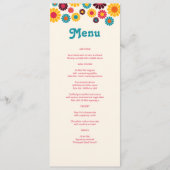 Helle farbenfrohe Retro Daisy Wedding Menükarte (Vorderseite)