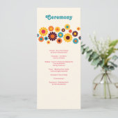 Helle farbenfrohe Retro Daisy Wedding Programm (Stehend Vorderseite)