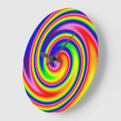 Helle, farbenfrohe Retro Hippie Rainbow Spiral Swi Große Wanduhr (Winkel)