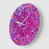 Helle farbenfrohe rosa violette Blumen Große Wanduhr (Winkel)