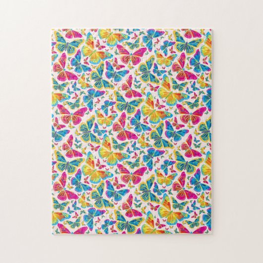 Helle, farbenfrohe Schmetterlinge herausfordern Pu Puzzle (Vertikal)