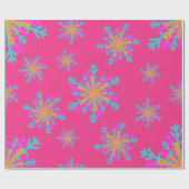 Helle farbenfrohe Schneeflocken Moderne rosa Weihn Geschenkpapier (Flach)