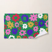 Helle farbenfrohe skandinavische Blume Muster Grün Badhandtuch Set (Handtuch)