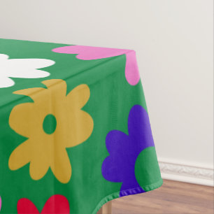 Helle farbenfrohe skandinavische Blume Muster Grün Tischdecke