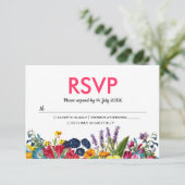 Helle, farbenfrohe Sommer-Blume Hochzeit RSVP (Stehend Vorderseite)
