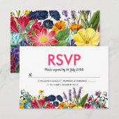 Helle, farbenfrohe Sommer-Blume Hochzeit RSVP Karte (Vorne/Hinten)