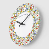 Helle, farbenfrohe Sommer-Wildblumen Blumenrunde Große Wanduhr (Winkel)