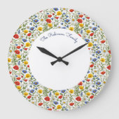 Helle, farbenfrohe Sommer-Wildblumen Blumenrunde Große Wanduhr (Vorderseite)