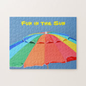 Helle Farbenfrohe Sonnige Mehrfarbige Strandschirm Puzzle (Horizontal)