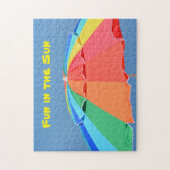Helle Farbenfrohe Sonnige Mehrfarbige Strandschirm Puzzle (Vertikal)