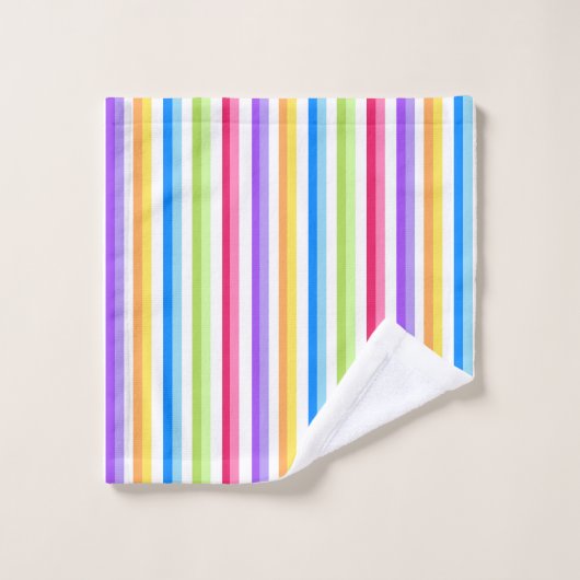Helle, farbenfrohe Streifen Badhandtuch Set (Waschlappen)