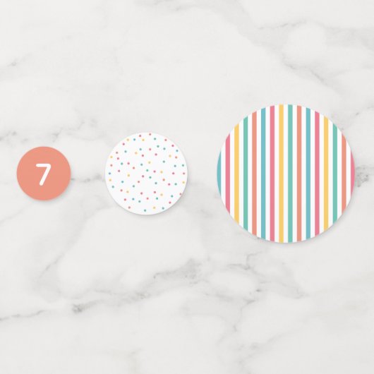 Helle, farbenfrohe Streifen und Geburtsort Konfetti (Rückseiten)