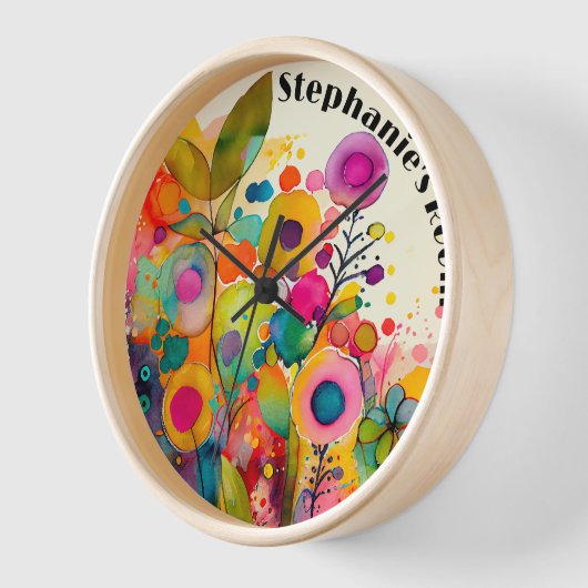 Helle, farbenfrohe Uhr der modernen Blumenmauer (Winkel)