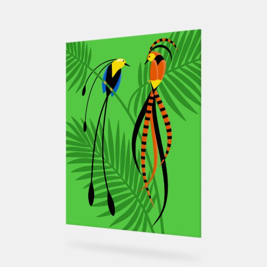 Helle, farbenfrohe Vögel des Paradieses Acrylschild (Winkel)