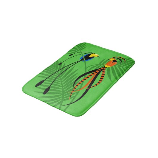 Helle, farbenfrohe Vögel des Paradieses Badematte (Schrägansicht)