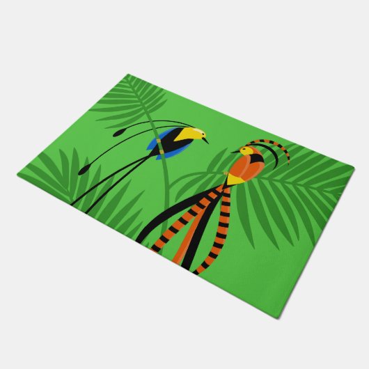 Helle, farbenfrohe Vögel des Paradieses Fußmatte (Schrägansicht)