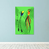 Helle, farbenfrohe Vögel des Paradieses Leinwanddruck (Insitu (Holzboden))