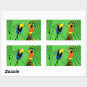 Helle, farbenfrohe Vögel des Paradieses Rechteckiger Aufkleber (Blatt)