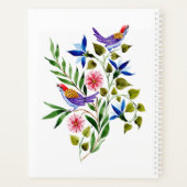 Helle, farbenfrohe Vögel und Blume Wasserfarbe Planer (Rückseite)