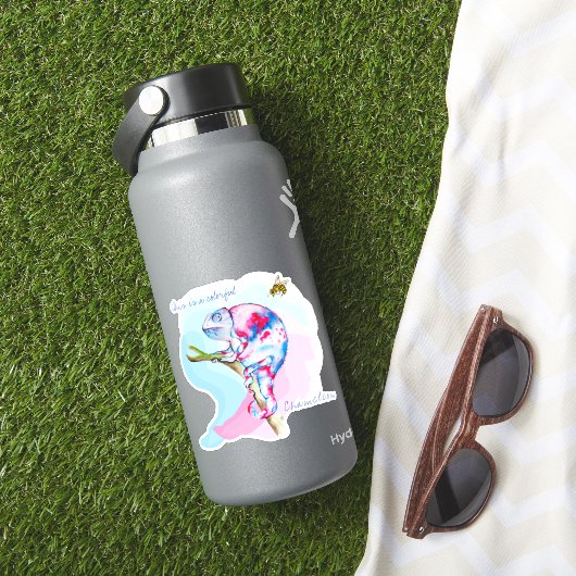 Helle, farbenfrohe Wasserfarbe Chamäleon und Biene Aufkleber (HydroFlask Insitu)