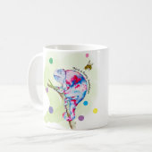 Helle, farbenfrohe Wasserfarbe Chamäleon und Biene Kaffeetasse (Vorderseite Links)