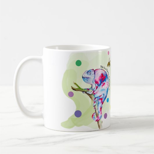 Helle, farbenfrohe Wasserfarbe Chamäleon und Biene Kaffeetasse (Links)