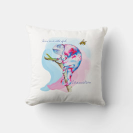 Helle, farbenfrohe Wasserfarbe Chamäleon und Biene Kissen