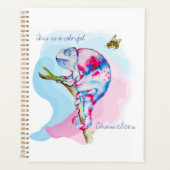 Helle, farbenfrohe Wasserfarbe Chamäleon und Biene Planer (Vorderseite)