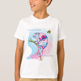 Helle, farbenfrohe Wasserfarbe Chamäleon und Biene T-Shirt
