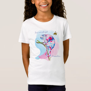 Helle, farbenfrohe Wasserfarbe Chamäleon und Biene T-Shirt