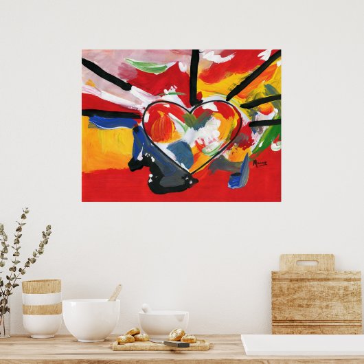 Helle, farbenfrohe Wasserfarben Herzmuster Poster (Küche)