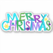 Helle, farbenfrohe Weihnachts-Textstars Aufkleber (Vorderseite)