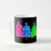 Helle, farbenfrohe Weihnachtsbäume Kaffeetasse (Vorderseite Links)