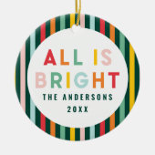 Helle farbenfrohe Weihnachtsfamilie Square Sti Keramik Ornament (Vorne)