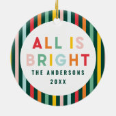 Helle farbenfrohe Weihnachtsfamilie Square Sti Keramik Ornament (Hinten)