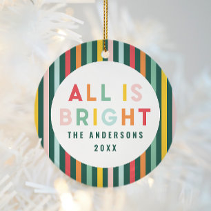 Helle farbenfrohe Weihnachtsfamilie Square Sti Keramik Ornament