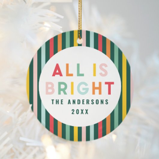 Helle farbenfrohe Weihnachtsfamilie Square Sti Keramik Ornament