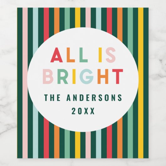 Helle farbenfrohe Weihnachtsfamilie Square Sti Weinetikett (Einzelnes Label)