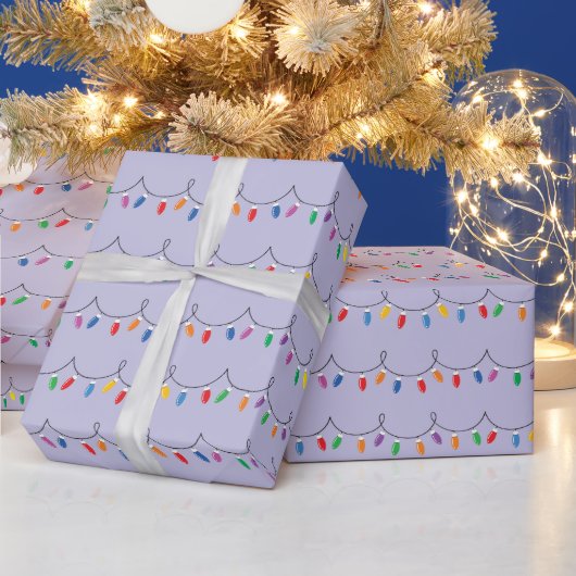 Helle, farbenfrohe Weihnachtslichter leuchten naht Geschenkpapier (Feiertage)