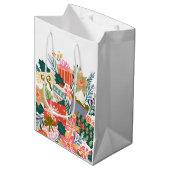 helle, farbenfrohe Wünsche | Weihnachtsfeiertag Mittlere Geschenktüte (Vorderseite Schrägansicht)